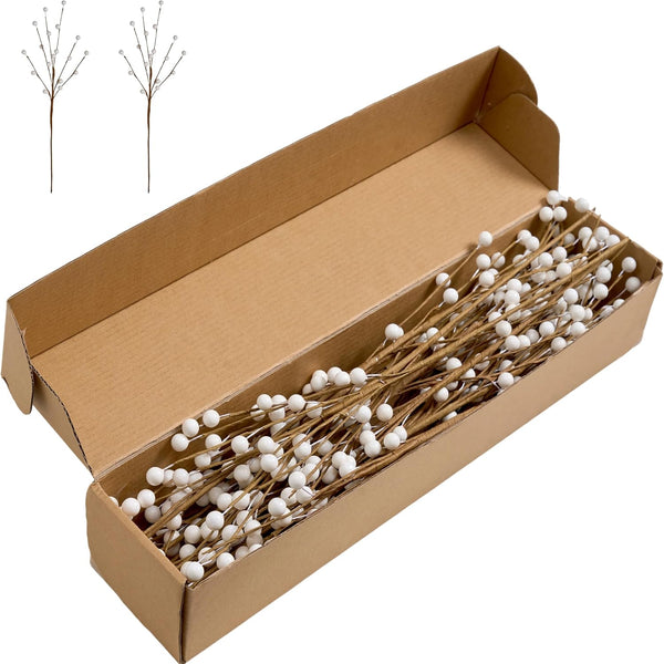 Winter Decorations 24 Pcs Artificial Berry Stems 17inch White Berry Picks for