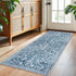 2x5 Vintage Washable Rug, Blue and White Hallway Runner, Super Soft Non-Slip Kitchen Runner, Print Faux Wool Floral