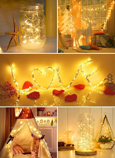24 Pack 7 20 Brightown Fairy Lights Battery Operated String Lights - ft LED Mini String Lights Waterproof Silver Wire