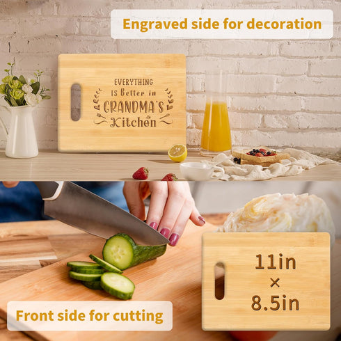 Unique Personalized Engraved Bamboo Cutting Board for Grandma, Perfect Birthday & Christmas Gift