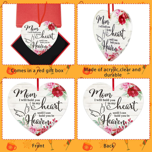 FaCraft Mom Memorial Christmas Ornaments, 3" Mom Christmas Tree in Heaven Ornaments Sympathy Gift for Loss of Mother
