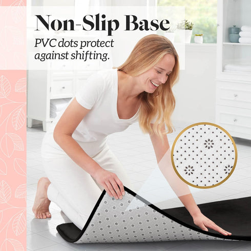 Genteele Memory Foam Bath Mat - Non Slip Absorbent Velvet Bathroom Rug (17 x 24 inches, Black)