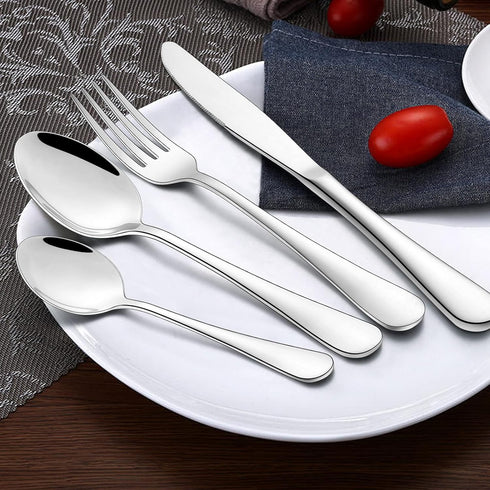 Wildone 24-Piece Flatware Set, Stainless Steel Silverware Cutlery Service for 4, Includes Knives, Forks, Spoons