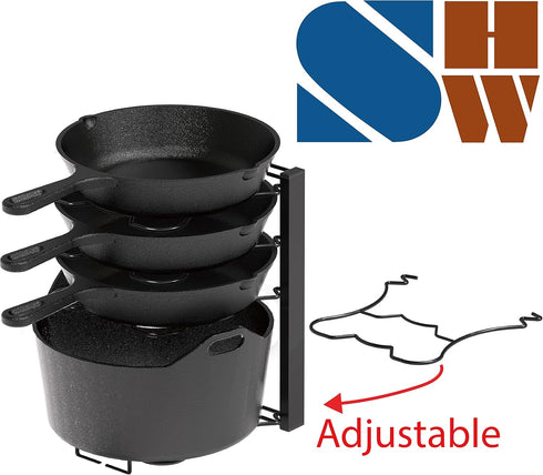 SIMPLE HOUSEWARE 5 Compartments Height Adjustable Pan Organizer - Black