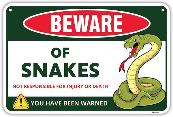 Venicor Snake Sign Decor - 8 x 12 Inches Aluminum - Pet Snake Tank Accessories Tapestry Gifts Poster