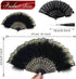 2 Pieces Feather Hand Fan Embroidered Flower Marabou 1920s for Costume Party Dancing Photoshoot Wedding Decor
