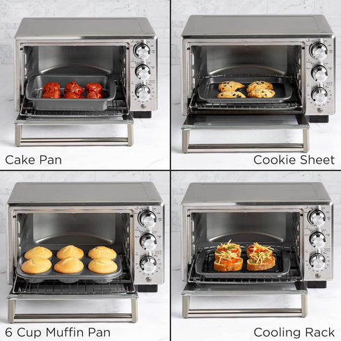 Ecolution Non-Stick Toaster Oven Bakeware Set, 4-Piece Carbon Steel, Easy to Clean, Gray