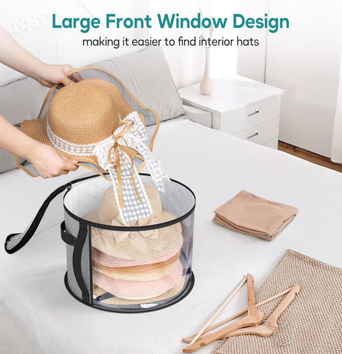 AOODA Oversized Clear Hat Storage Bag for Women, Holds up to 7 Caps, Cowboy Hat Organizer with Carrying Handles