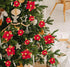 Geefuun 28PCS Christmas Tree Decorations: Red Glitter Poinsettias Artificial Flowers Ornaments with Clips, 3 Sizes