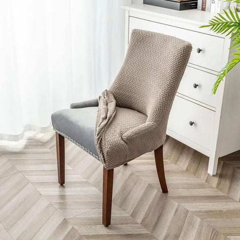 2 Pack TOPCHANCES Wingback Side Chair Cover,Stretch Stripes Rhombic Geometric Wingback Chair Covers Slipcover Banquet
