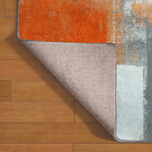 Non-Slip Area Rugs, Orange and Grey White Abstract Art, Home Decor Carpet for Classroom Living Room