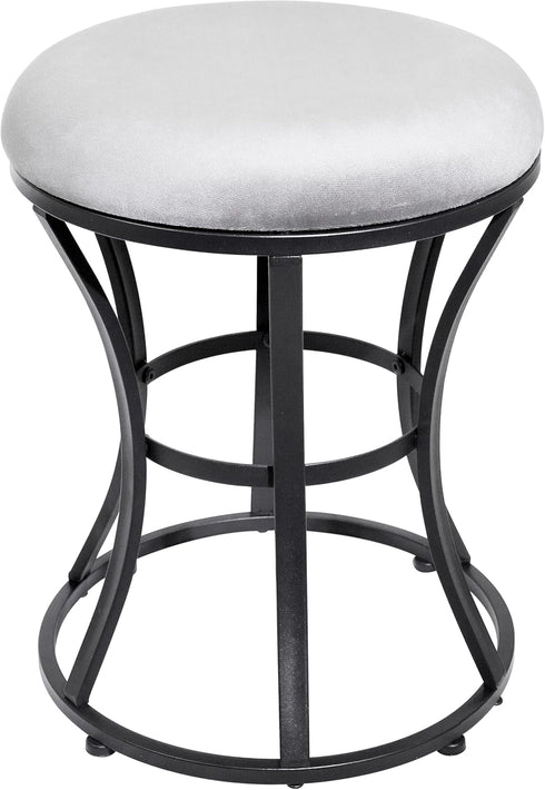 Vanity Stool, Grey Stools for Makeup Room, Round Ottoman Foot Stool, Velvet