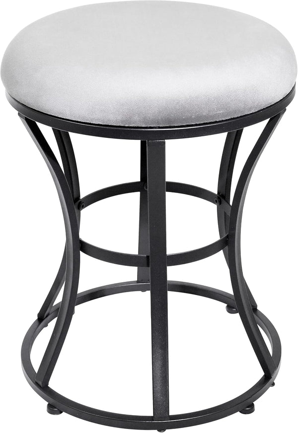 Vanity Stool, Grey Stools for Makeup Room, Round Ottoman Foot Stool, Velvet
