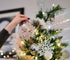 DearHouse 36Pcs Glitter Snowflake Ornaments for Christmas Party Decorations, 4 Inch Blush Gold