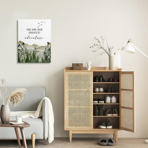 XWELLDAN 11 14 Inch, You are Our Greatest Adventure Woodland Nursery Inspirational Wall Art Canvas Prints,Watercolor