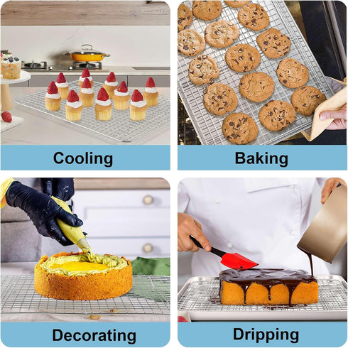 TeamFar Baking Sheet with Rack, 17.6 x 13 x 1 Inch Stainless Steel Cookie Sheet with Cooling Rack Set