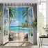 Seascape Shower Curtain Beach Tropical Palm Trees Ocean Flamingos Coastal Nature Landscape Bathroom Curtains Fabric Decor with Hooks 70X70 Inch, Blue, YL42AN-180X180CM by BNYARH