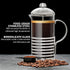 OVENTE 34 Ounce French Press Coffee & Tea Maker, 4 Filter Stainless Steel Plunger System & Durable Borosilicate Heat Resistant Glass, Portable Easy Clean Pitcher with Free Scoop, Silver FSH34S by OVENTE