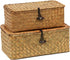 Set of 2 Seagrass Woven Storage Baskets with Lid, Decorative Bins for Organizing Home