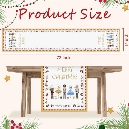 Christmas Table Runner Decoration, Buffalo Plaid Merry Christmas Nutcracker Table Runners for Dinning Table, Holiday