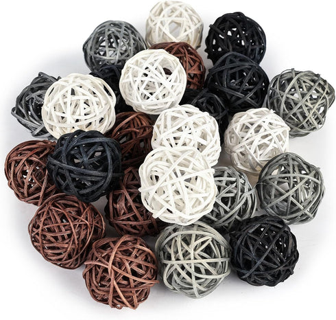 DomeStar 24PCS Brown Decorative Balls, 2 Inch Rattan Balls for Bowl Centerpiece Decor