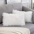 WLNUI Set of 2 White Decorative Lumbar Pillow Covers - Luxury Merino Style Faux Fur, 12x20 Inch
