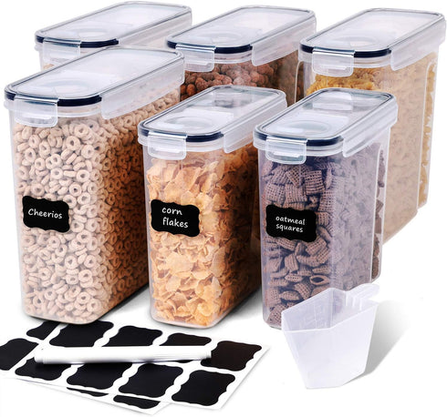 FOOYOO Cereal Containers Storage Set - 6 Piece Airtight Large Dry Cereal Storage