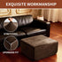 35-40" Stretch Velvet Square Ottoman Cover Brown Footstool Slipcover for Living Room Washable Removable(Size-XL Plus)