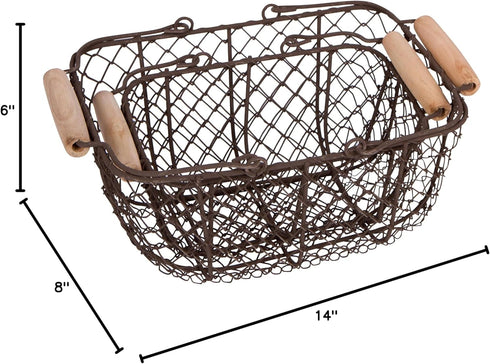 Trademark Innovations Vintage Style Wire Nesting Egg Baskets with Wooden Handles (Set of 2)
