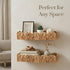 2 Pack 15.8 Nursery Book Shelves, Scalloped Water Hyacinth Book Shelf for Kids Rooms, Handwoven Floating Book Shelves