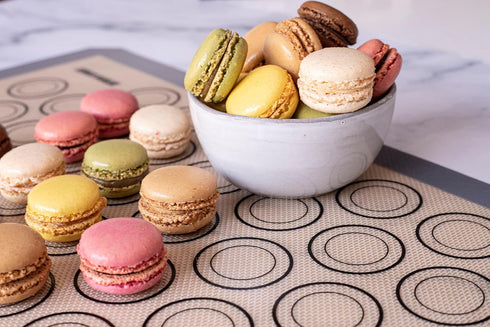 Macaron Baking Mats, Pack of 2 Full Size Silicone Mats with Size Guiding Circles, Non Stick