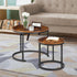Set 2 SUPER DEAL Small Round Coffee Tables for Living Room Apartment, of Industrial Nesting Side End Table w/Wooden