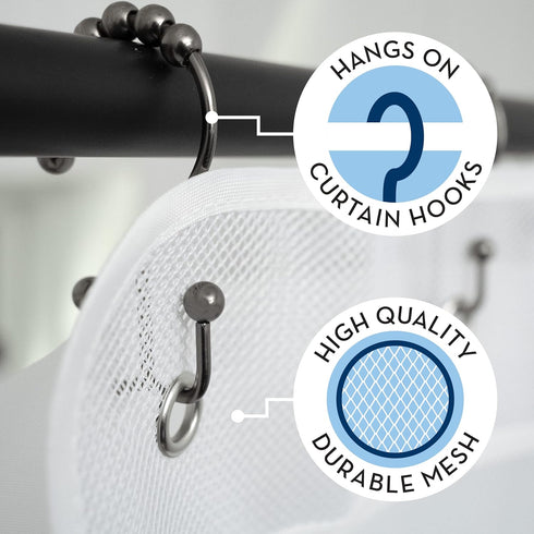 S&T INC. Shower Organizer, Bathroom Caddy with Quick Drying Mesh, 7 Pockets, 2 Pack, White