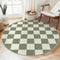 LIVEBOX Checkered Round Rug 4 Ft Washable Area Rug for Playroom Classroom,