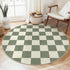 LIVEBOX Checkered Round Rug 4 Ft Washable Area Rug for Playroom Classroom,