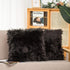HYSEAS Set of 2 Decorative Faux Fur Throw Pillow Covers, Black Fluffy Soft Cushion Cover for Sofa, 18 x 18 Inches