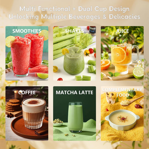Personal Size Blender for Shakes and Smoothies, 15.6 oz Portable Blender with 10 Blades, Rechargeable Mixers for Travel