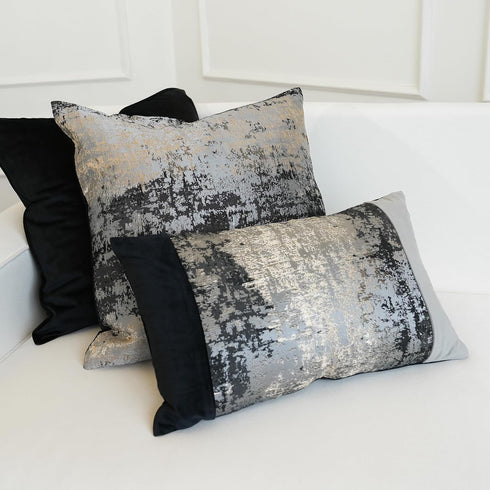 THE-TINOART 18x18, Sparkling Gold and Grey Modern Throw Pillow Covers Luxury Jacquard Pillow Covers for Living Room
