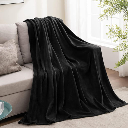BEDELITE Black Fleece Blanket, Luxury Plush Cozy Throw Blanket 50x60 inches, Super Soft Warm Lightweight