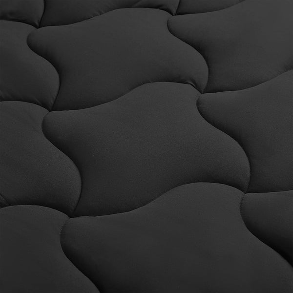 SLEEP ZONE Cooling Mattress Topper, Full Size Quilted Fitted Mattress Pad, Soft Fluffy Down Alternative - Black