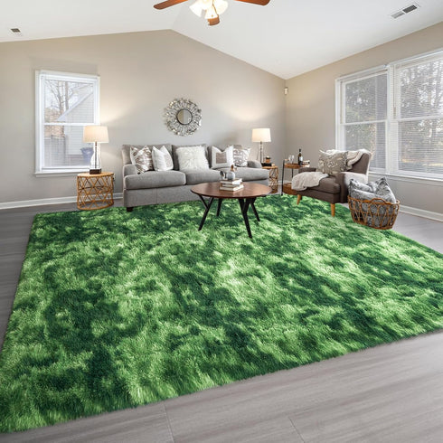 Fluffy Shag Area Rug, 4x6 Tie-Dyed Plush Fuzzy Rugs for Living Room, Non-Slip Washable Indoor Carpet for Kids Room