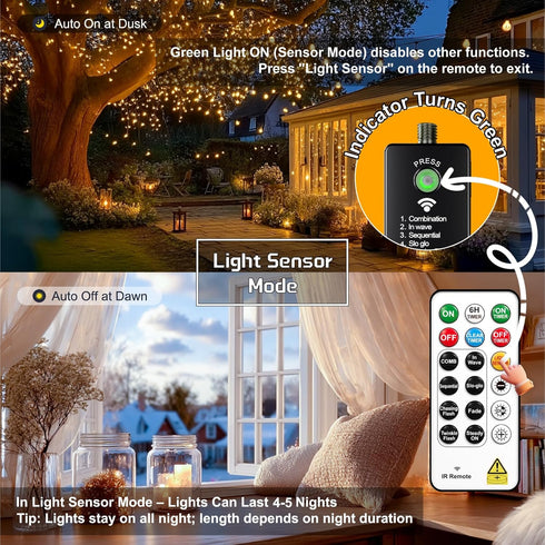 66ft 200 HXWEIYE Rechargeable Fairy Lights with Remote, LED Twinkle Lights with DIY Timer & Light Sensor, Waterproof