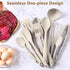 LIANYU 14 Pcs Kitchen Utensils Set with Holder, Heat Resistant Silicone Cooking Tools, Khaki