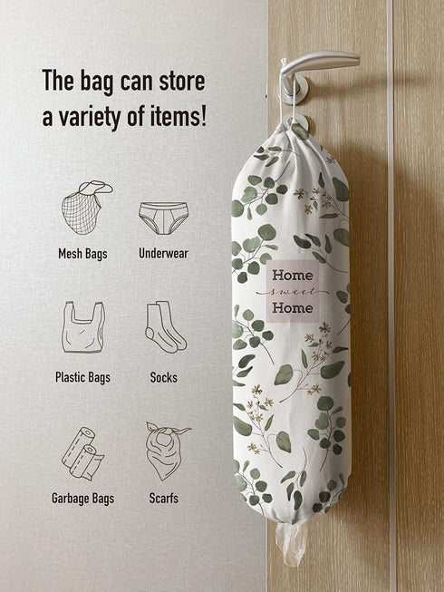 Hglian Grocery Bag Storage Dispenser, Eucalyptus Leaves Plastic Bag Holder, Kitchen Decor Organizer for Women