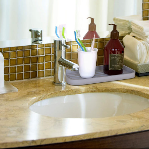 ZAPPOWARE Kitchen Sink Organizer, Silicone Sponge Holder - Storage Tray for Dish Sponge, Soap Dispenser, Scrubber 9.6"x