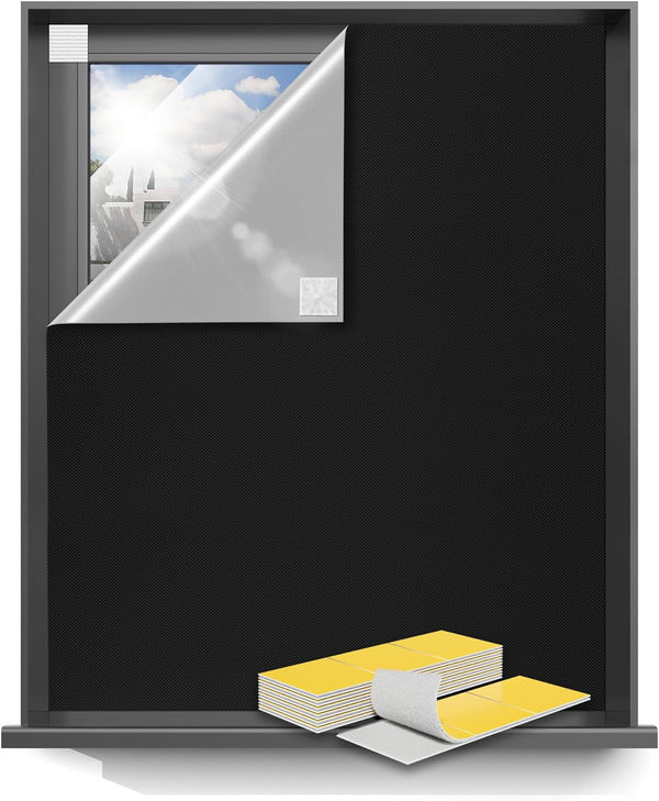 75"x57" Portable Blackout Curtains, 100% Blackout Window Shades with Hook & Loop Tapes for Bedroom, Baby Room, Black
