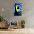 TYOHU Black Cat Canvas Wall Art, Starry Night Oil Painting, 12x16in Framed Colorful Abstract Floral Prints for Gallery