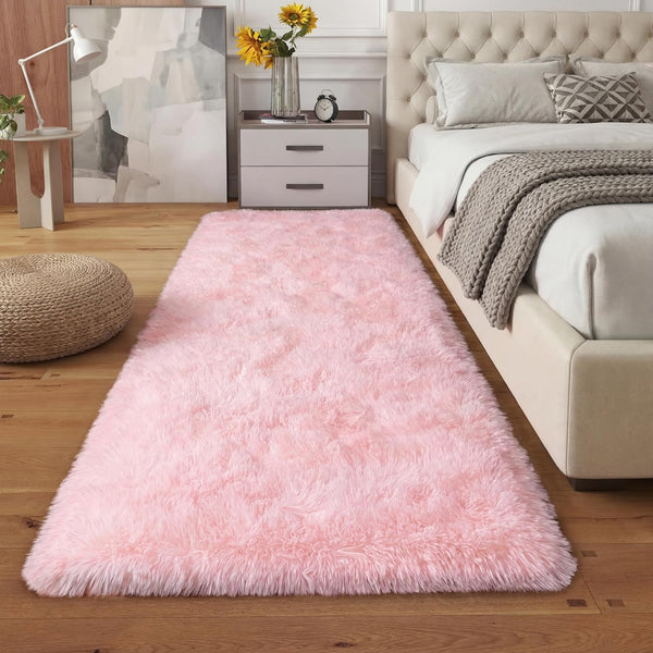 GREFFY Soft Runner Rugs for Bedroom, 2x8 Ft Hallways Modern Plush Pink Shag