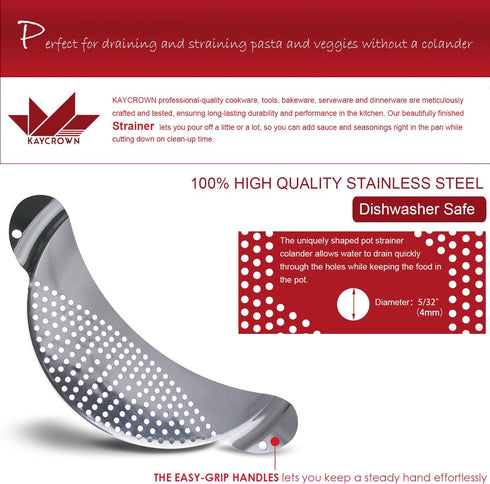 Best Utensils Premium Stainless Steel Pasta Strainer, Fits All Pots Up To 10 Inches