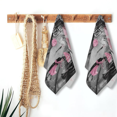Set 2,Pink 28 14 Inch Eiffel Tower Hand Towel of Paris Decorative Bathroom Towels Face Washcloths Fingertip Towels x